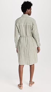 Vince Womens Coast Stripe Short Shirt Dress, SEA Fern/Optic